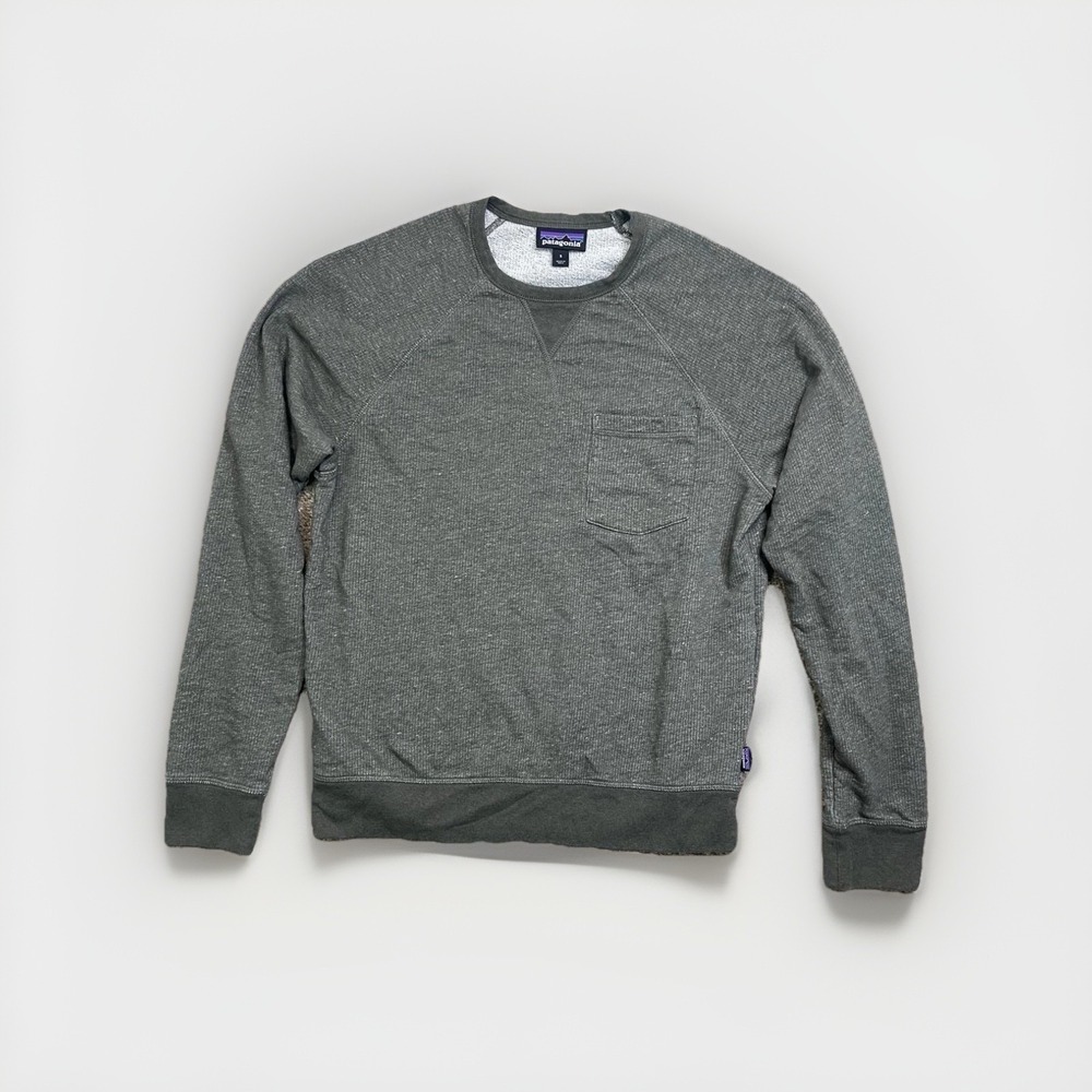 Patagonia Men's Size S Small Lightweight Sweatshirt Green Organic Cotton Pocket‎